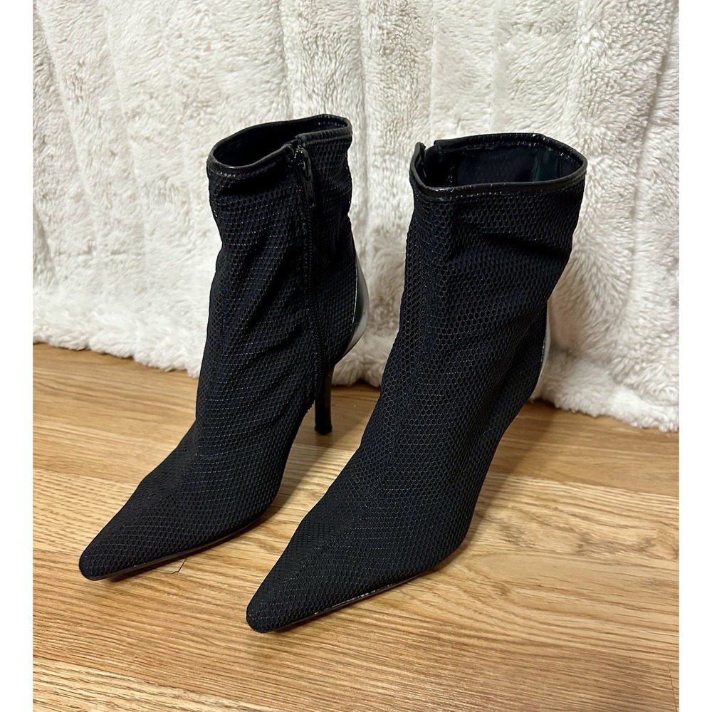 Via Spiga Black Mesh Zipper Ankle Boots 3"‎ Heels Pointed Toe Felix 5.5 M